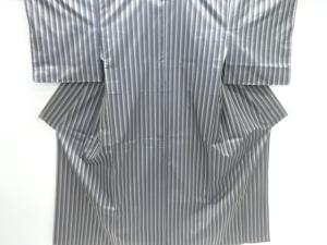 未使用品　仕立て上がり　縞模様織出し手織り紬着物